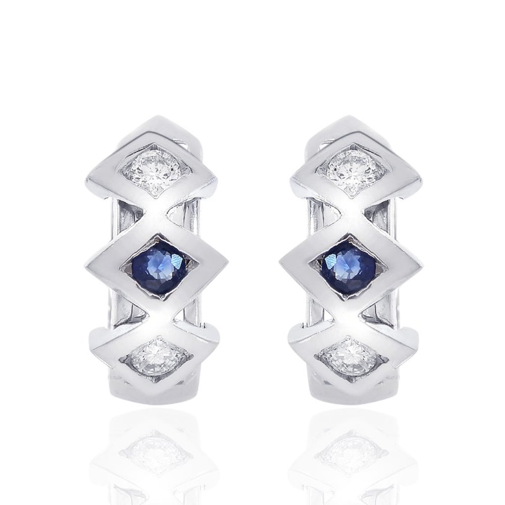 0.15 Carat Diamond & Sapphire Huggie Earrings